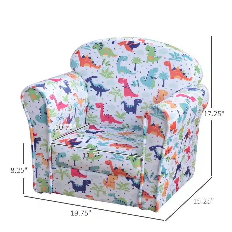 Canapé pour enfants et tout-petits Whisen, canapé pour enfants, fauteuil pour tout-petits recouvert de flanelle avec motif dinosaure - Multicolore