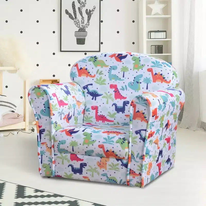 Canapé pour enfants et tout-petits Whisen, canapé pour enfants, fauteuil pour tout-petits recouvert de flanelle avec motif dinosaure - Multicolore