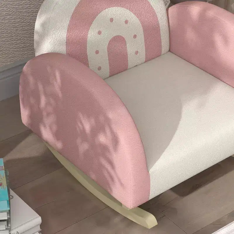 Fauteuil à bascule Whisen Velvet pour enfants, fauteuil à bascule pour enfants avec décoration couronne, siège à bascule doux pour tout-petits - Rose
