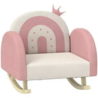 Fauteuil à bascule Whisen Velvet pour enfants, fauteuil à bascule pour enfants avec décoration couronne, siège à bascule doux pour tout-petits - Rose