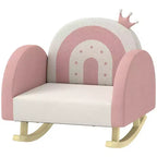 Fauteuil à bascule Whisen Velvet pour enfants, fauteuil à bascule pour enfants avec décoration couronne, siège à bascule doux pour tout-petits - Rose
