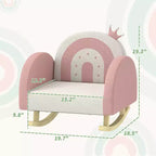 Fauteuil à bascule Whisen Velvet pour enfants, fauteuil à bascule pour enfants avec décoration couronne, siège à bascule doux pour tout-petits - Rose