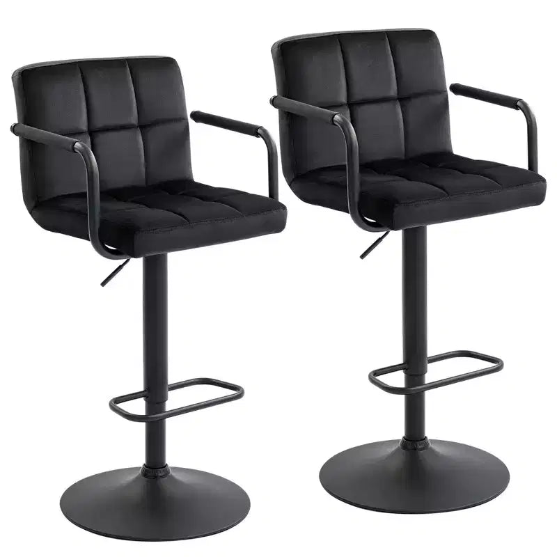 Furniliving Adjustable Barstools with Back, Set of 2, Velvet 360Swivel Bar Stools, Double Stitching Counter Stools for Kitchen/Bar