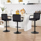 Tabourets de bar réglables Furniliving avec dossier, lot de 2, tabourets de bar pivotants en velours à 360°, tabourets de comptoir à double couture pour cuisine/bar