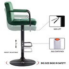 Tabourets de bar réglables Furniliving avec dossier, lot de 2, tabourets de bar pivotants en velours à 360°, tabourets de comptoir à double couture pour cuisine/bar