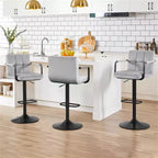 Tabourets de bar réglables Furniliving avec dossier, lot de 2, tabourets de bar pivotants en velours à 360°, tabourets de comptoir à double couture pour cuisine/bar