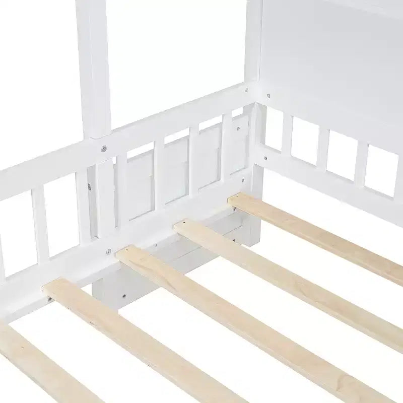 Lit cabane une place avec canapé rembourré, cadre de lit cabane en bois avec station de recharge, recharge sans fil, étagères et tiroirs