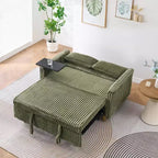 MAYEERTY Le Canapé Lit en Velours Côtelé avec Double Fonction et Plateau Amovible pour Salon Chambre Vert