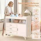 Commode à langer bébé C Blanche, Commode de chambre d'enfant à 3 tiroirs avec matelas à langer amovible pour nourrissons