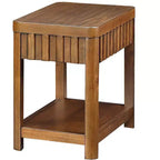 Okak Farmhouse – Table d'appoint rectangulaire avec étagère de rangement inférieure, table d'appoint en bois avec plateau épais, petite table pour salon, bureau, noyer