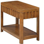 Okak Farmhouse – Table d'appoint rectangulaire avec étagère de rangement inférieure, table d'appoint en bois avec plateau épais, petite table pour salon, bureau, noyer