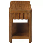 Okak Farmhouse – Table d'appoint rectangulaire avec étagère de rangement inférieure, table d'appoint en bois avec plateau épais, petite table pour salon, bureau, noyer