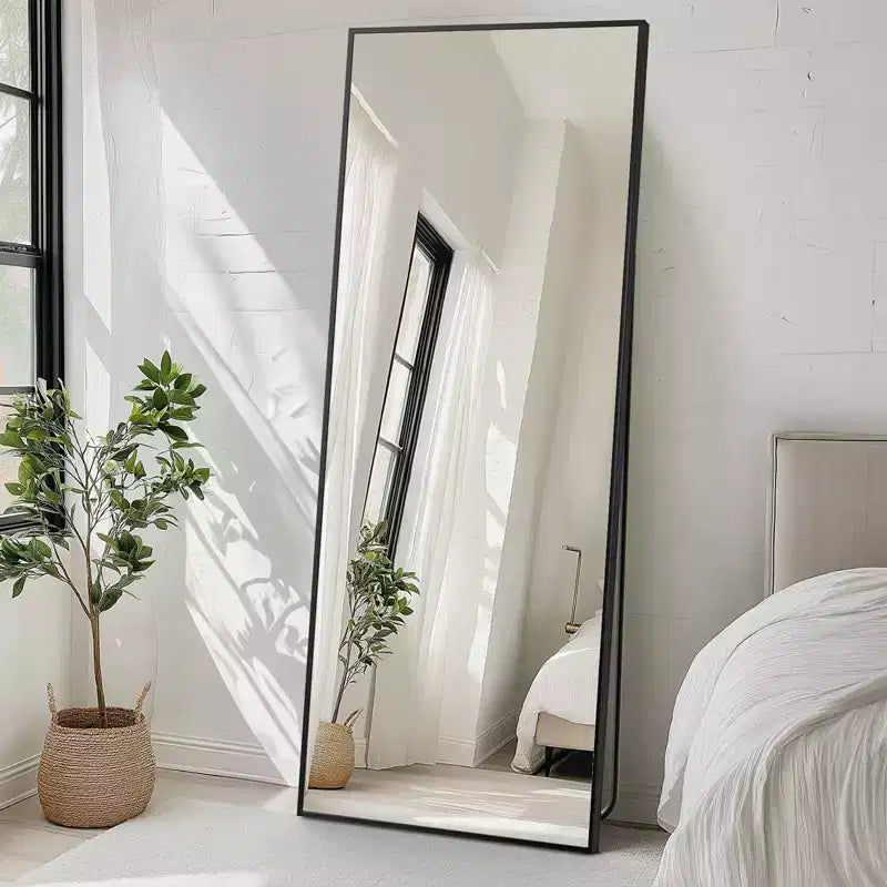 Bestier Full Length Mirror with Stand, 71 Floor Mirror with Aluminum Alloy Frame, Free Standing or Wall-Mounted Full Body Mirrors for Living Room