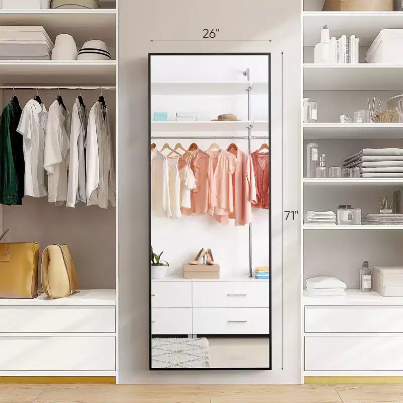 Bestier Full Length Mirror with Stand, 71 Floor Mirror with Aluminum Alloy Frame, Free Standing or Wall-Mounted Full Body Mirrors for Living Room