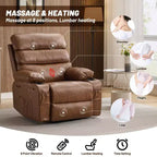 Fauteuil inclinable manuel extra large en cuir PU pour adultes, accoudoirs et dossier confortables avec éponge 1,5X, pour salon, chambre à coucher