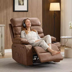 Fauteuil inclinable manuel extra large en cuir PU pour adultes, accoudoirs et dossier confortables avec éponge 1,5X, pour salon, chambre à coucher