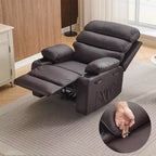 Fauteuil inclinable manuel extra large en cuir PU pour adultes, accoudoirs et dossier confortables avec éponge 1,5X, pour salon, chambre à coucher