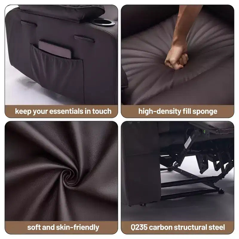 Fauteuil inclinable manuel extra large en cuir PU pour adultes, accoudoirs et dossier confortables avec éponge 1,5X, pour salon, chambre à coucher