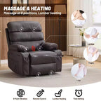Fauteuil inclinable manuel extra large en cuir PU pour adultes, accoudoirs et dossier confortables avec éponge 1,5X, pour salon, chambre à coucher