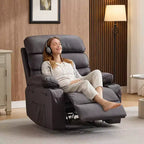 Fauteuil inclinable manuel extra large en cuir PU pour adultes, accoudoirs et dossier confortables avec éponge 1,5X, pour salon, chambre à coucher