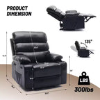 Fauteuil inclinable manuel extra large en cuir PU pour adultes, accoudoirs et dossier confortables avec éponge 1,5X, pour salon, chambre à coucher
