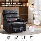 Fauteuil inclinable manuel extra large en cuir PU pour adultes, accoudoirs et dossier confortables avec éponge 1,5X, pour salon, chambre à coucher