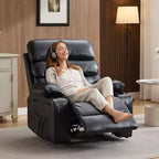 Fauteuil inclinable manuel extra large en cuir PU pour adultes, accoudoirs et dossier confortables avec éponge 1,5X, pour salon, chambre à coucher
