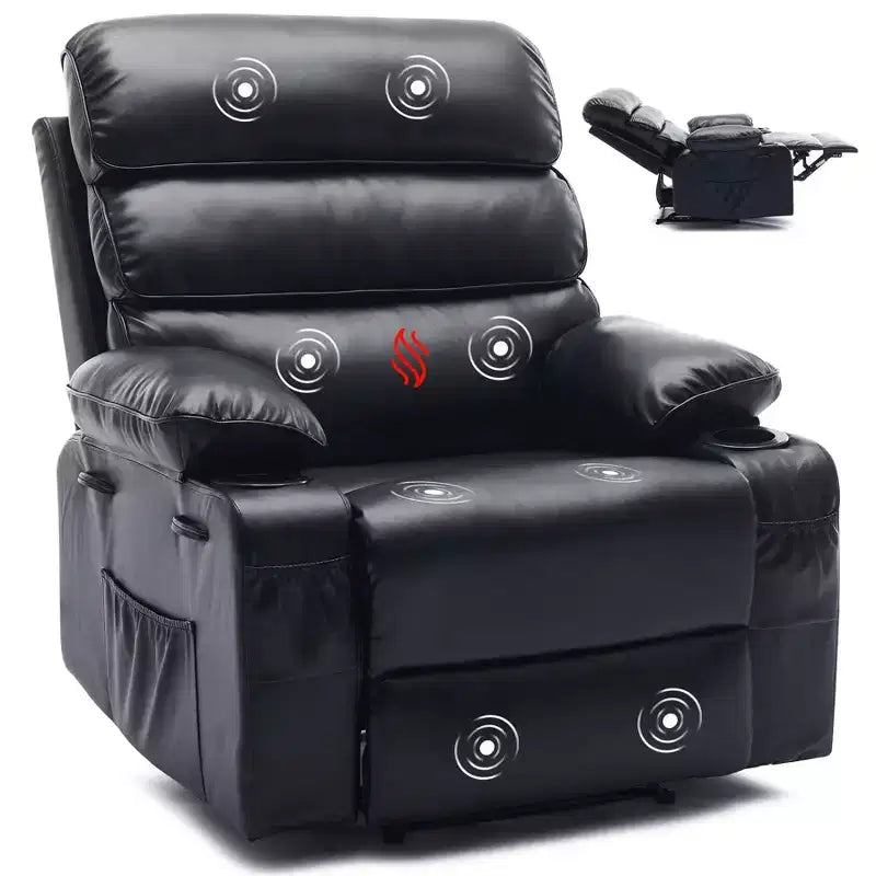 PU Leather Extra Wide Manual Recliner for Adults, 1.5X Sponge Comfort Arm and Back, for Living Room, Bedroom