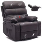Fauteuil inclinable manuel extra large en cuir PU pour adultes, accoudoirs et dossier confortables avec éponge 1,5X, pour salon, chambre à coucher
