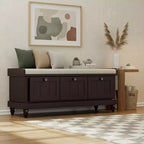 Banc à chaussures classique Polibi pour entrée avec dessus rembourré et trois tiroirs