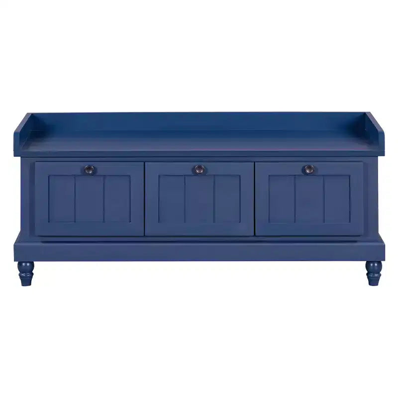 Banc à chaussures classique Polibi pour entrée avec dessus rembourré et trois tiroirs