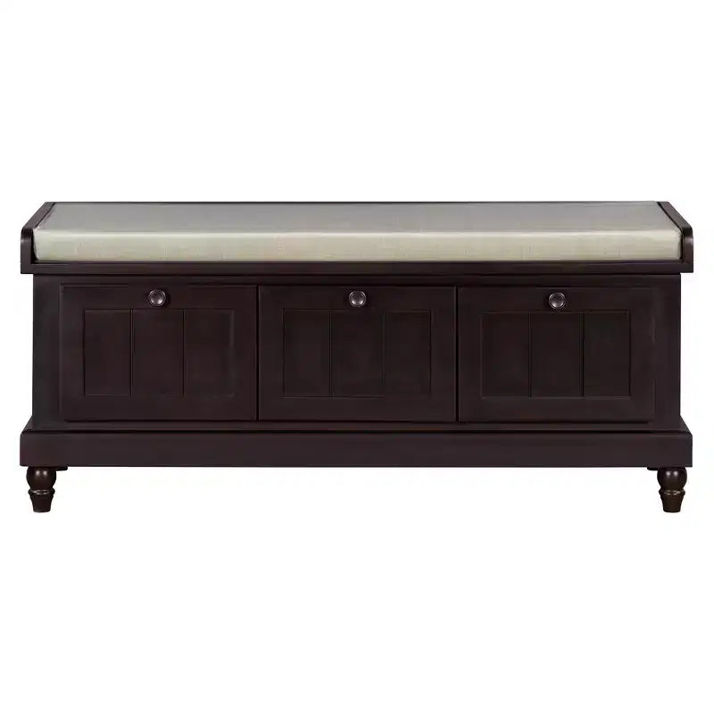 Banc à chaussures classique Polibi pour entrée avec dessus rembourré et trois tiroirs