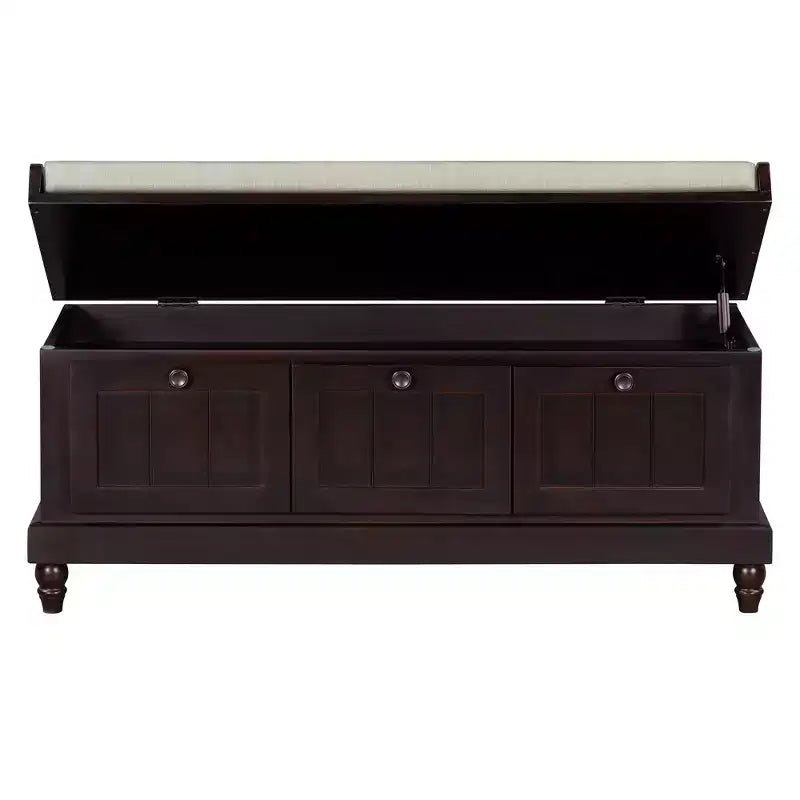 Banc à chaussures classique Polibi pour entrée avec dessus rembourré et trois tiroirs