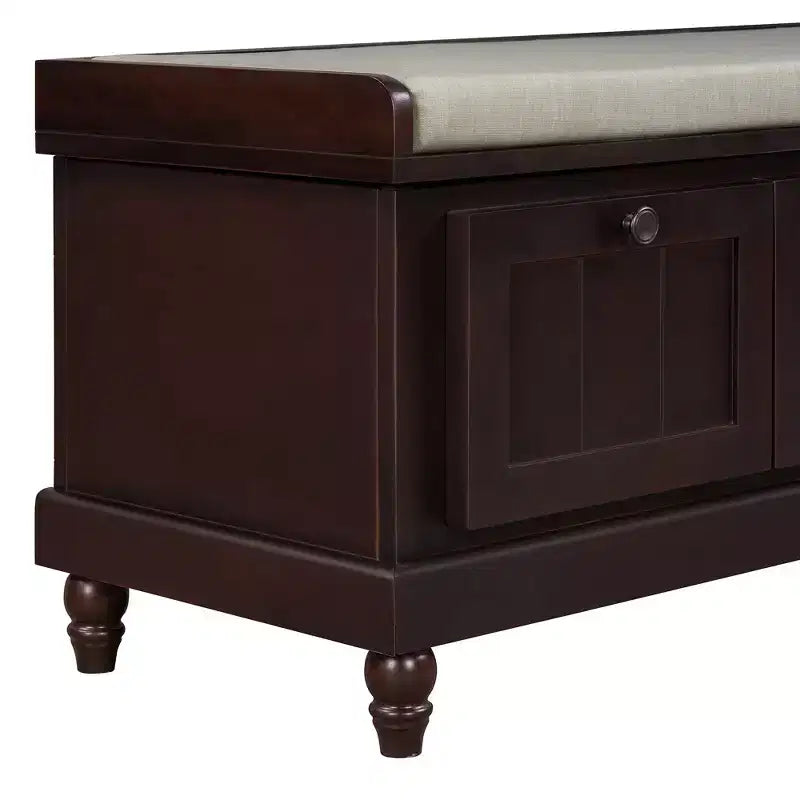 Banc à chaussures classique Polibi pour entrée avec dessus rembourré et trois tiroirs