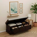 Polibi Classic Entryway Shoe Bench with Cushioned Top & Three Drawers