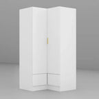 Famapy Armoire d'angle moderne avec deux tringles de suspension et tiroirs, construction robuste, solution de rangement peu encombrante pour chambre à coucher et au-delà