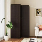 Famapy Armoire d'angle moderne avec deux tringles de suspension et tiroirs, construction robuste, solution de rangement peu encombrante pour chambre à coucher et au-delà