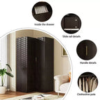 Famapy Armoire d'angle moderne avec deux tringles de suspension et tiroirs, construction robuste, solution de rangement peu encombrante pour chambre à coucher et au-delà