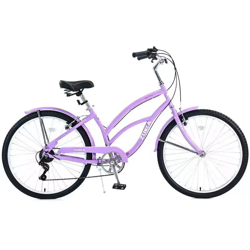 Whisen 26 Adultes Femmes Vélos de Plein Air, Vélo de Plage avec Cadre en Acier et Cadre Bas Incliné, 7 Vitesses