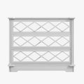 3-Drawer Cabinet with White Acrylic & Diamond-Patterned Mirror