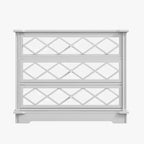 3-Drawer Cabinet with White Acrylic & Diamond-Patterned Mirror