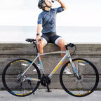 Whisen 28 Adult Hybrid Bike, Road Bike with 24-Speed Gear, Disc Brakes