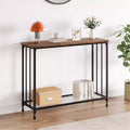COZONY Slim Console Table 2-Tier Farmhouse Shelf with Metal Frame, Narrow Sofa Table with Storage for Entryway, Living Room, Hallway