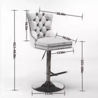 Homy Casa Set of 2 Adjustable Tufted Swivel Bar Stools with Footrests and Metal Base for Kitchen Island or Home Bar, Orange