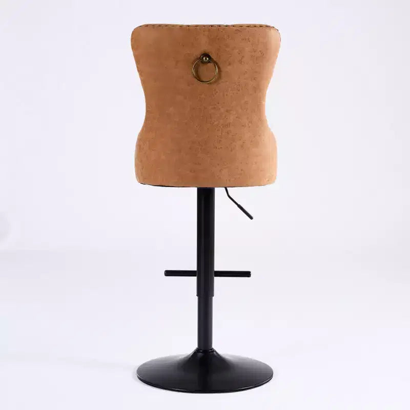 Homy Casa Set of 2 Adjustable Tufted Swivel Bar Stools with Footrests and Metal Base for Kitchen Island or Home Bar, Orange
