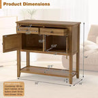 Costway Mid-Century Console Table with 2 Drawers, 2 Cabinets & Bottom Shelf for Hallway