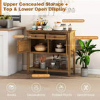 Costway Mid-Century Console Table with 2 Drawers, 2 Cabinets & Bottom Shelf for Hallway