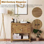 Costway Mid-Century Console Table with 2 Drawers, 2 Cabinets & Bottom Shelf for Hallway