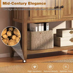 Costway Mid-Century Console Table with 2 Drawers, 2 Cabinets & Bottom Shelf for Hallway