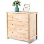 VINGLI Commode inachevée en bois massif naturel à 3 tiroirs pour chambre à coucher, commode et armoires de style ferme en bois d'hévéa